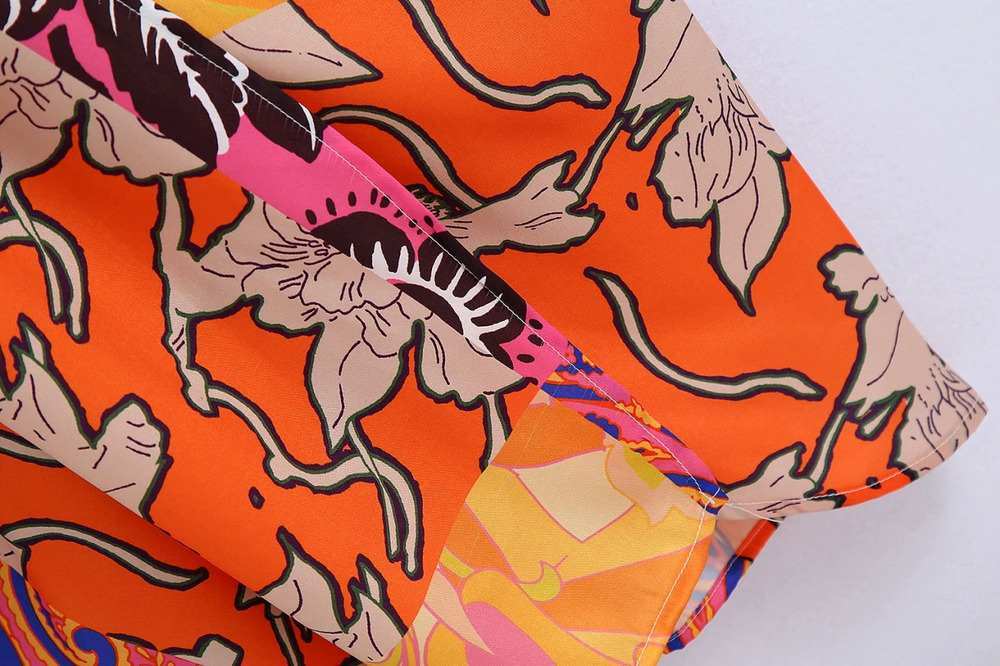 Square Neck Printed Midi Dress